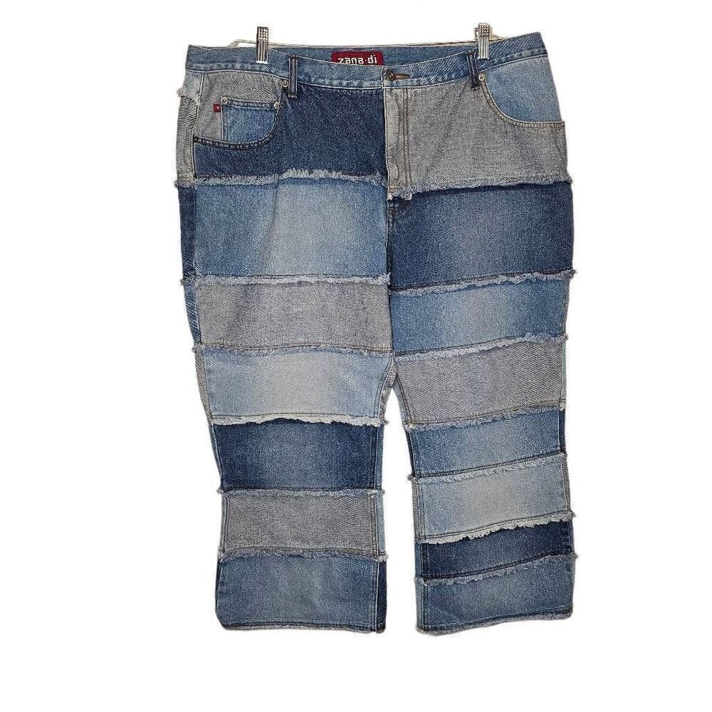 Vintage Y2K 90s Zana Di Patchwork Denim Hippie Flare jeans Boho Size 24P 100 % C